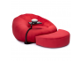 Cuddle Seat with Ottoman and Table in Red