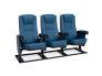Blue Row of 3 Blue Vinyl Commercial Theater Movie Chairs