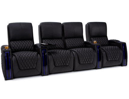 Seatcraft Apex Black Row of 4 Middle Loveseat Home Theater Seating