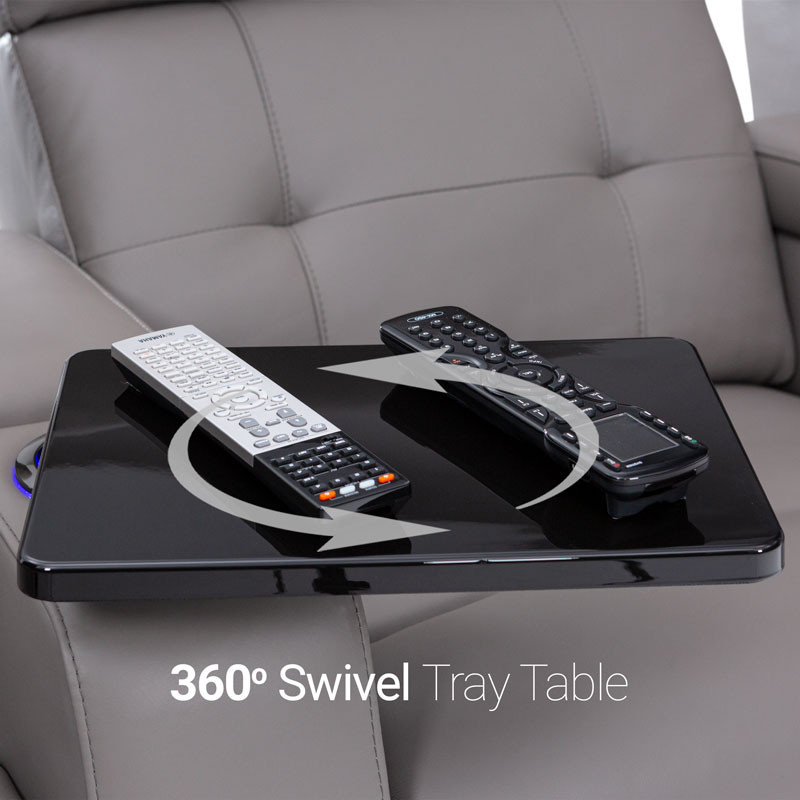 Kodiak CoolZeroᵀᴹ Italian Leather Home Theater Seating including 360 Swivel Tray Table