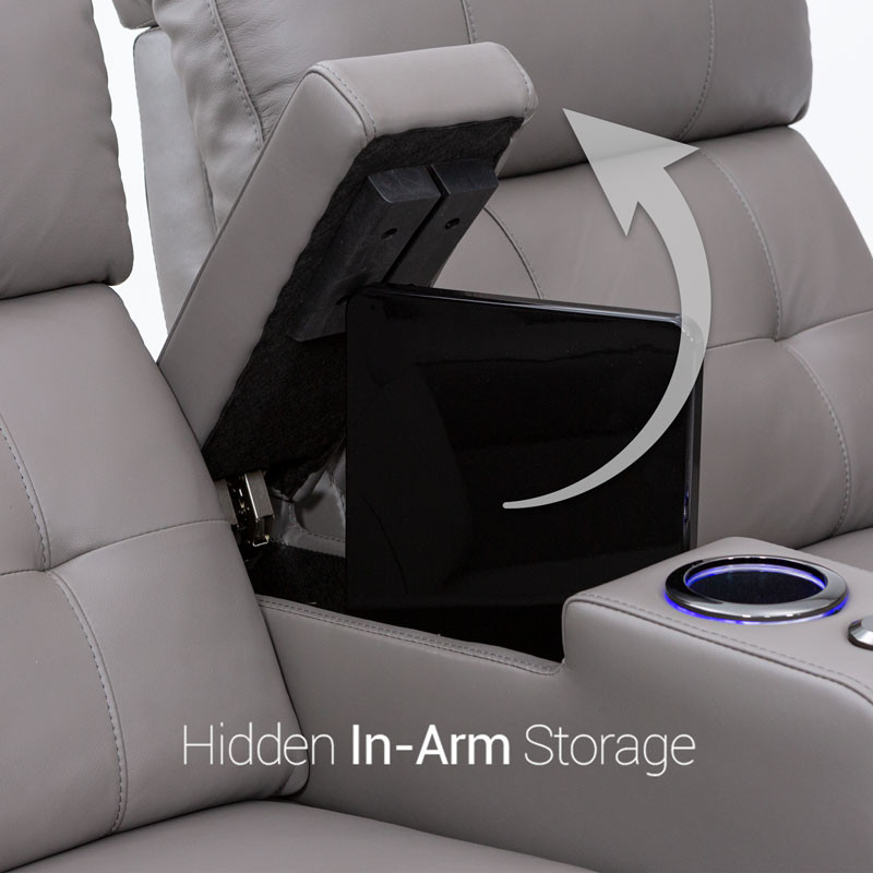 Kodiak CoolZeroᵀᴹ Italian Leather Home Theater Seating including Hidden In-arm Storage