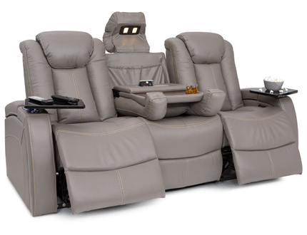 Seatcraft Republic Sofa Top Grain Leather 7000, Powered Headrest, Power Recline, Gray