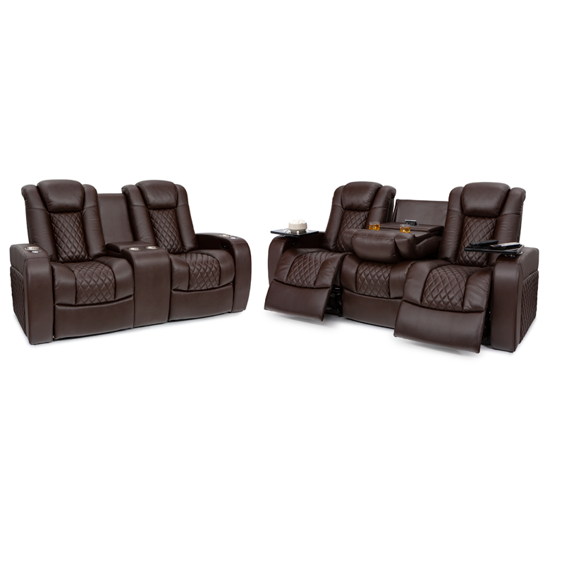 Seatcraft Aeris Sofa & Loveseat Leather Gel, Powered Headrest, Power Recline, Black or Brown