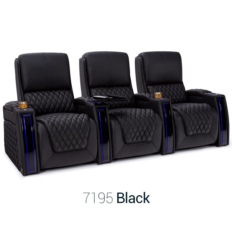 Black Apex Row of 3 Home Theater Seats