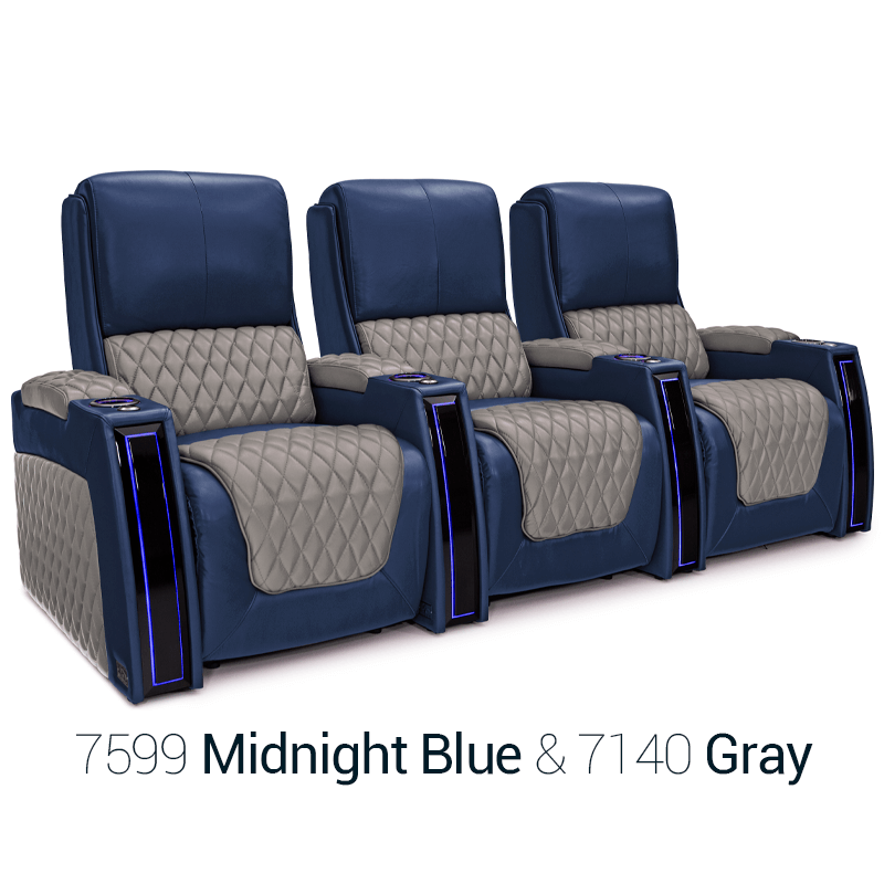 Midnight Blue and Gray Home Theater Seats