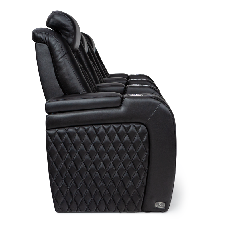 Seatcraft Diamante BACKROW Theater Seating® Top Grain Leather 7000, Powered Headrest, Power Recline, Black