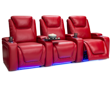 Seatcraft Equinox Red Row of 3 Home Theater Seats