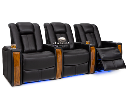 Seatcraft Monaco Black Row of 3 Home Theater Seating