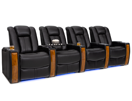 Seatcraft Monaco Black Row of 4 Media Room Furniture