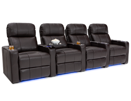 Seatcraft Monterey Brown Row of 4 Home Theater Seating