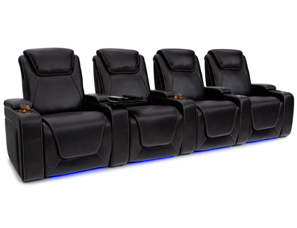 Seatcraft Paladin Heat & Massage Black Row of 4 Home Theater Seats