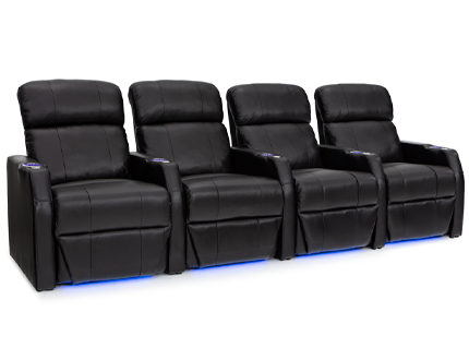 Seatcraft Sienna Leather Gel Black Row of 4 Theater Seating