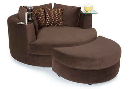 Seatcraft Swivel Cuddle Couch, Fabric, Chocolate
