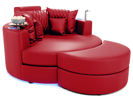 Swivel Cuddle Leather Home Theater Chair