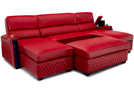 Seatcraft Your Choice Solarium Media Lounge Sofa Top Grain Leather 7000, 13+ Colors, Power Chaiseloungers
