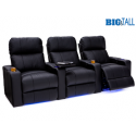 Seatcraft Julius Black Row of 3 Big & Tall Home Theater Seating