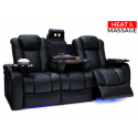 Seatcraft Euphoria Heat & Massage Sofa, Top Grain Leather 7000, Powered Headrest, Powered Lumbar, Power Recline, Black or Brown