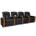 Seatcraft Monaco Black Row of 4 Media Room Furniture