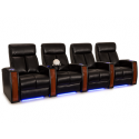 Seatcraft Seville Black Row of 4 Leather Gel Home Theater Seats