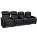 Seatcraft Sienna Leather Gel Black Row of 4 Theater Seating