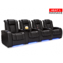 Seatcraft Virtuoso Heat & Massage Black Row of 4 Home Theater Seating