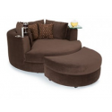Seatcraft Swivel Cuddle Couch, Fabric, Chocolate