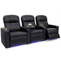 Seatcraft Venetian Black Row of 3 Leather Gel Media Room Chair