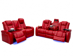 Seatcraft Anthem Media Room Set Top Grain Leather 7000, Power Headrests, Power Recline, Black, Brown Red, or Gray