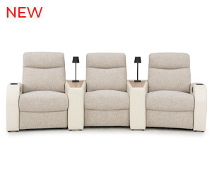 Rialto Italian Leather & Fabric Wedge Console Home Theater Seating