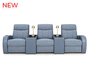 Rialto Italian Leather & Fabric Console Table Home Theater Seating