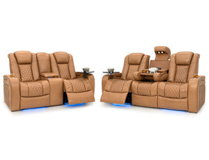 Seatcraft Anthem Media Room Set Italian Leather, Power Headrests, Power Recline
