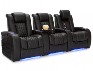 Diamante Leather Black Home Theater Seating