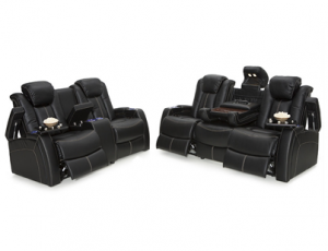 Seatcraft Omega Sofa & Loveseat Leather Gel, Powered Headrest, Power Recline, Black or Brown