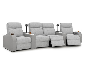 Rialto Coin Gray & Arctic Gray Row of 4 Middle Loveseat Wedge Console Home Theater Seats