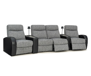 Rialto Iron Ore & Black Row of 4 Middle Loveseat Wedge Console Home Theater Seats