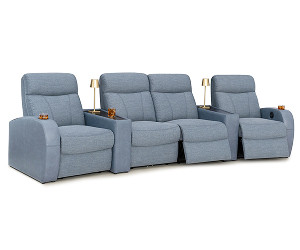 Rialto Indigo Aisle & Smokey Blue Row of 4 Middle Loveseat Wedge Console Home Theater Seats