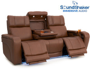 Seatcraft Vibrato SoundShaker Immersive Audio w/ Bluetooth Sync, Top Grain Home Theater Sofa
