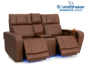 Seatcraft Vibrato SoundShaker Immersive Audio w/ Bluetooth Sync, Top Grain Home Theater Loveseat