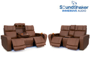 Seatcraft Vibrato SoundShaker Immersive Audio w/ Bluetooth Sync, Top Grain Home Theater Sofa & Loveseat