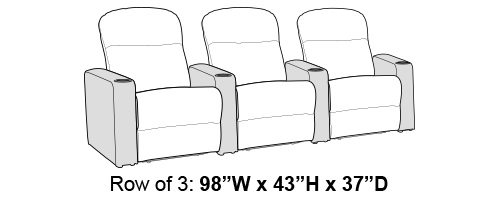 Seatcraft Diamante Gray Row of 3 Theater Seats