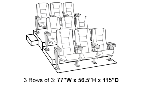 Seatcraft Madrigal 3 Row Red Home Theater Seating Package