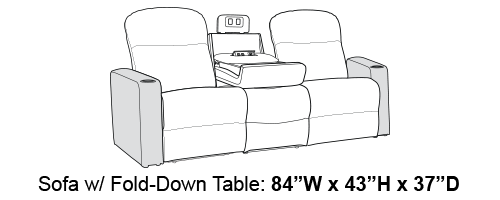 Seatcraft Omega Sofa Leather Gel, Powered Headrest, Power Recline, Black or Brown